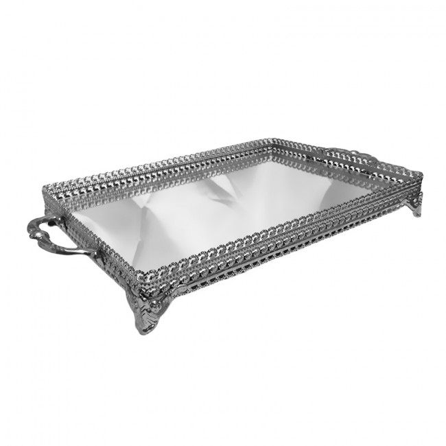 Bandeja Metal VLX Esp Ret Prata 44x25x6cm