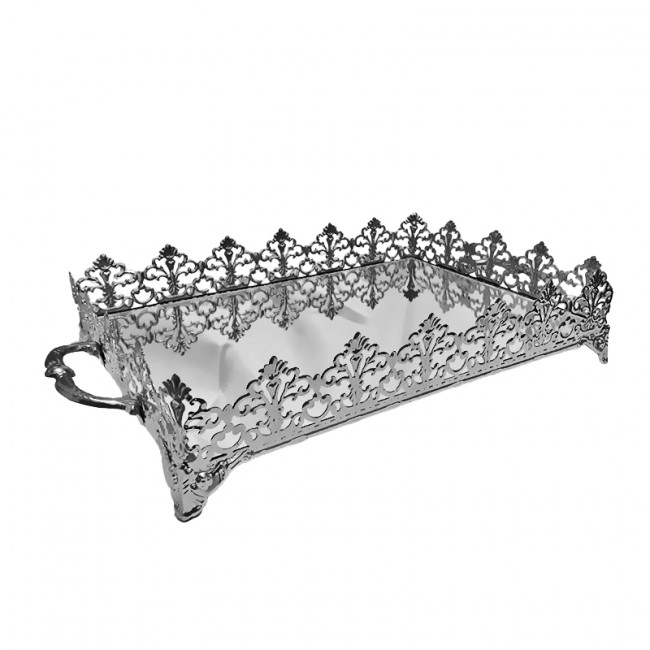 Bandeja Metal VLX Esp Ret Prata 44x25x9cm