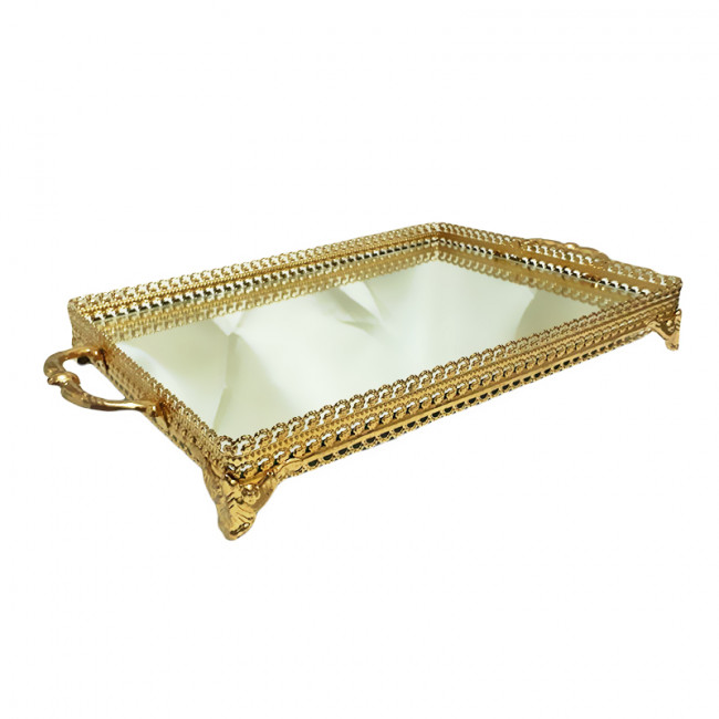 Bandeja Metal VLX Esp Ret Ouro 44x25x6cm