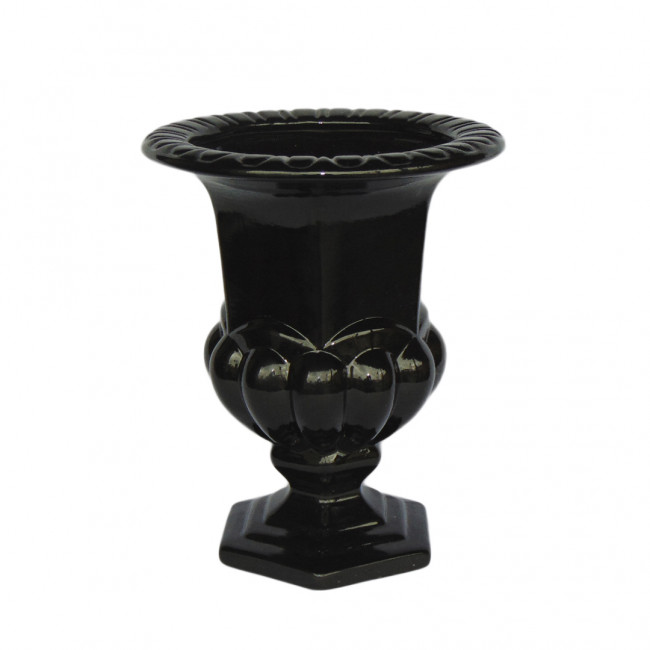 Vaso Cerâm Grego Preto 22x27cm