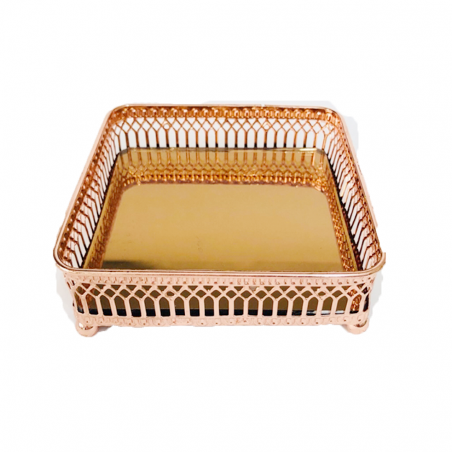 Bandeja Metal VLX Esp Quad Rose Gold 20x20x4cm