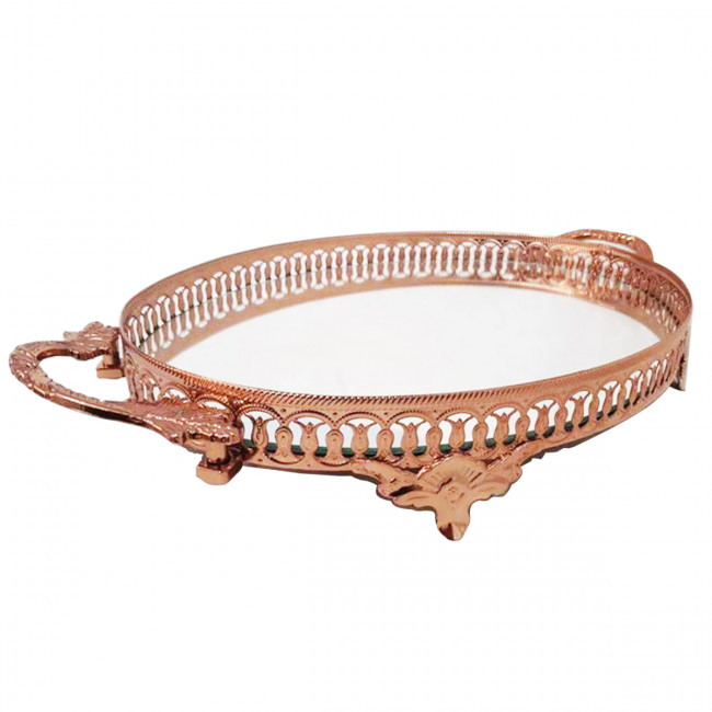 Bandeja Metal VLX Esp Oval Rose Gold 22x37cm