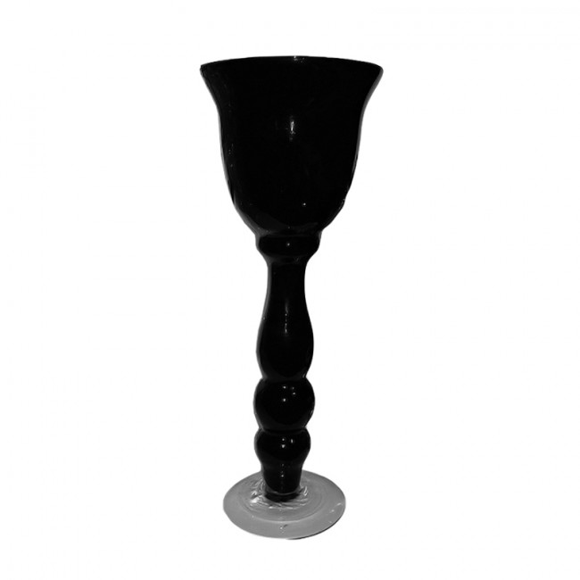 Solitário Vidro Taça Preto 46cm