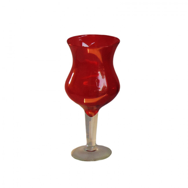 Solitário Vidro Taça Vermelho 32cm