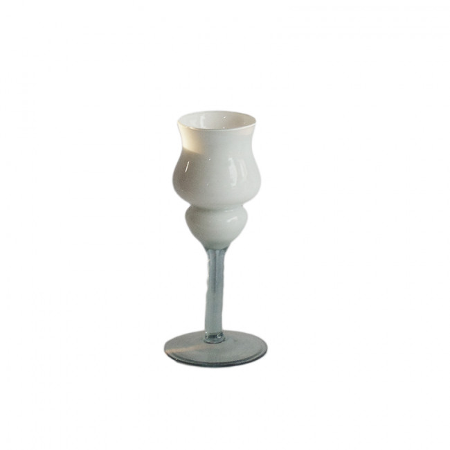 Solitário Vidro Castiçal Branco 25cm