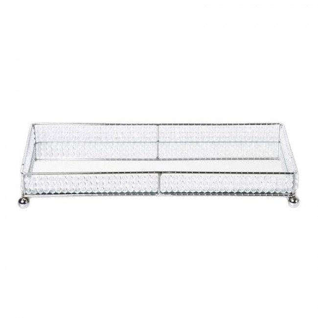 Bandeja Cristal Esp Retân Prata 36x17cm