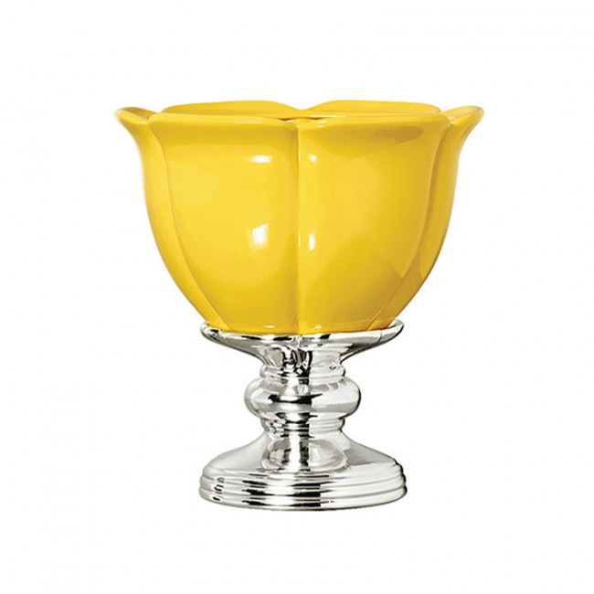 Vaso Cerâm Amarelo Base Cromada 27x30cm