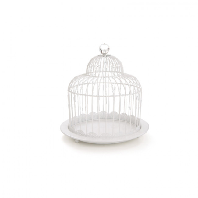 Gaiola Ferro Base P/ Doces Branca 25cm - 2 Pç