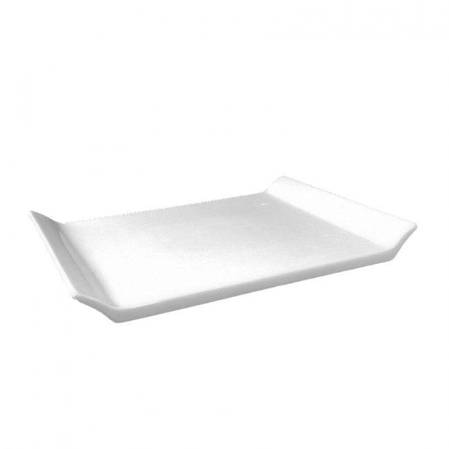 Bandeja Cerâm Branca Retân 27x20cm