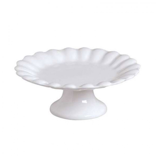 Bandeja Cerâm Branca Petála C/ Pé 32x12cm