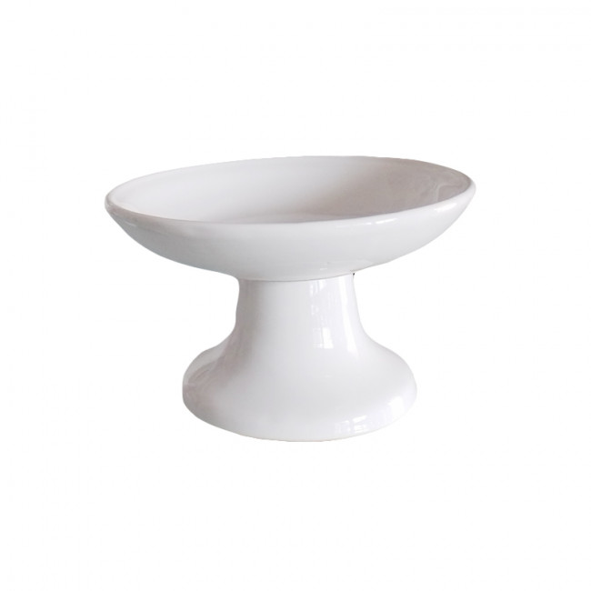 Bandeja Cerâm Branca Red C/ Pé 22x13cm