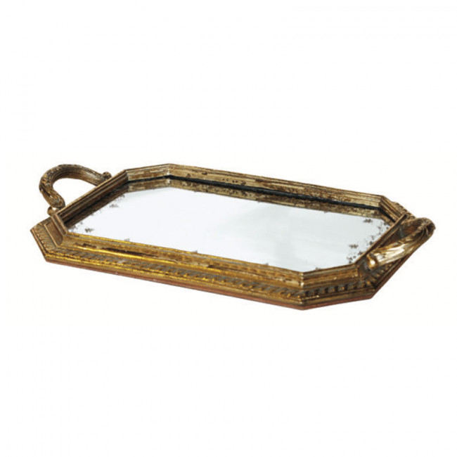 Bandeja Espelhada Ret Mold Dourada 39X23cm