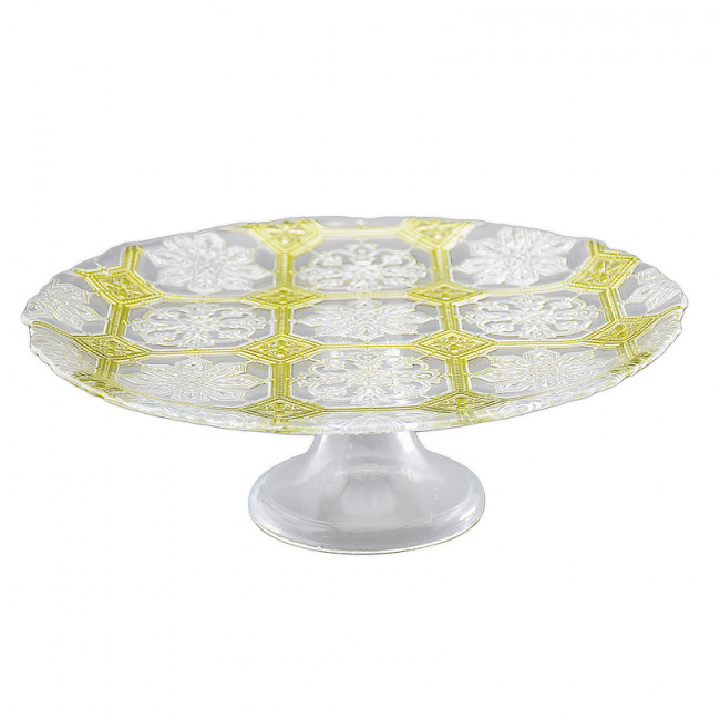 Bandeja Vidro Trans/Dour Red Brasão 33x11cm