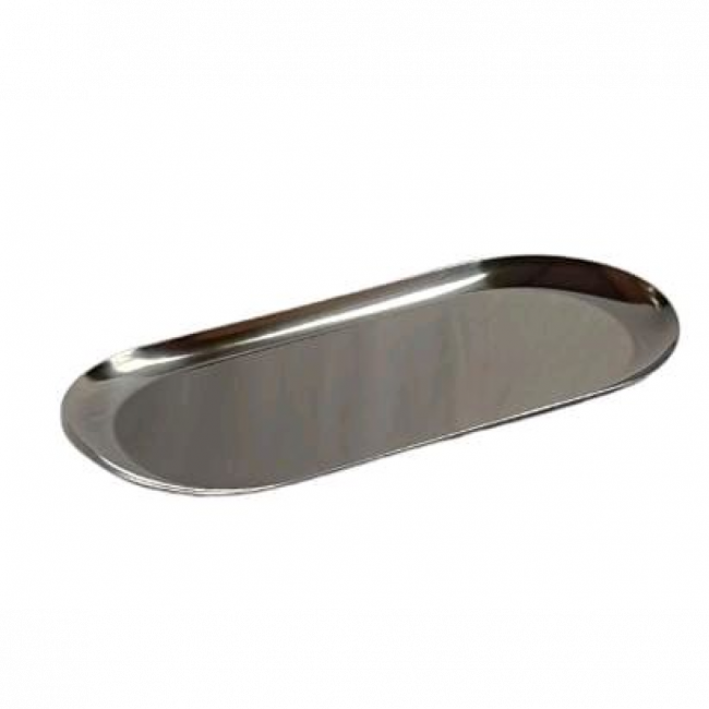 Travessa Inox Oval Cor Prata 30x12cm