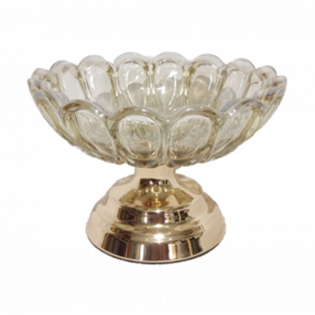 Bandeja alta red metal/vidro cor dourada 20x14 cm