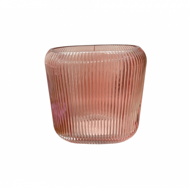 VASO EM VIDRO OVAL ROSA ANTIGO G