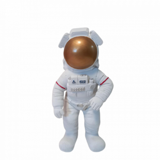 ASTRONAUTA EM CERÂMICA BRANCO E DOURADO