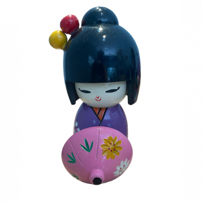 BONECA KOKESHI EM RESINA ROXO P $