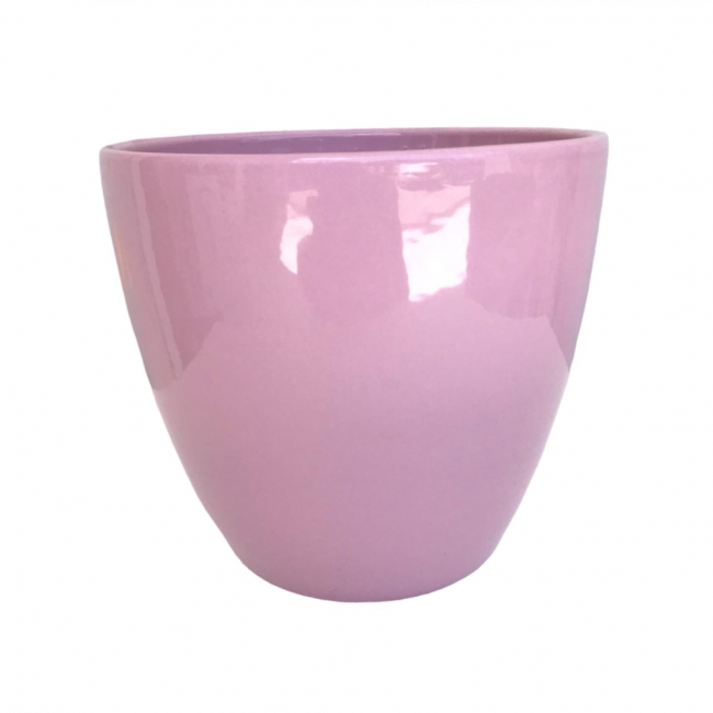 CACHEPÔ REDONDO EM CERAMICA ROSA CLARO M $