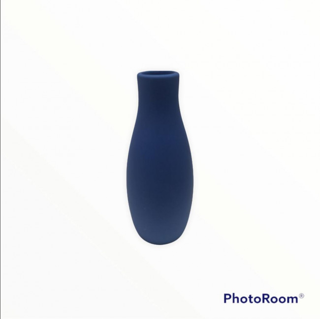 VASO GARRAFA EM CERAMICA AZUL