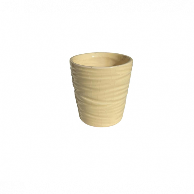 VASOS EM CERAMICA AMARELO RISCADO PP $