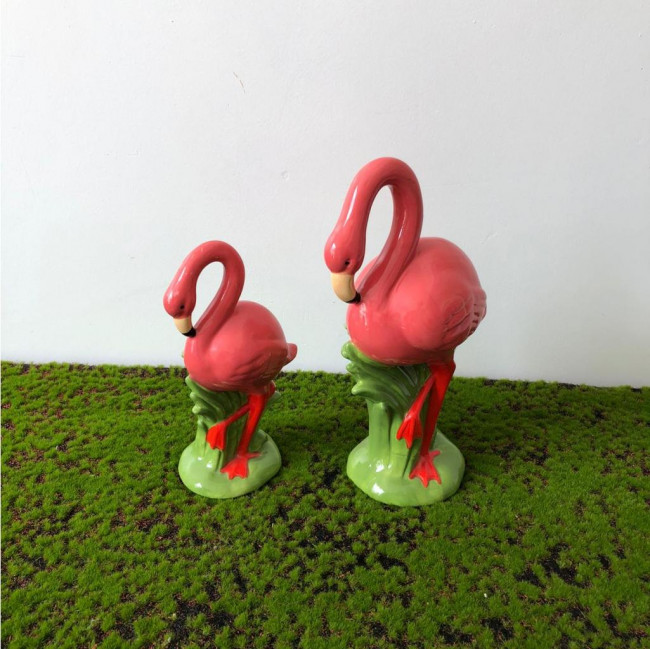 Flamingo na folhagem porcelana (M)