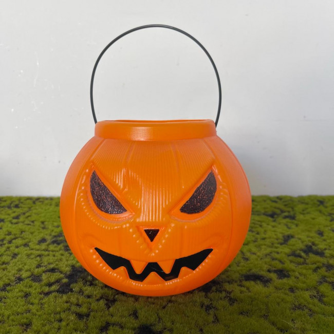 Balde Abóbora Plástico Laranja Halloween