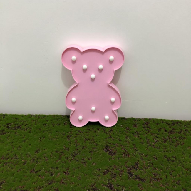 Urso led plástico rosa claro (M) (Produto não acompanha pilhas)