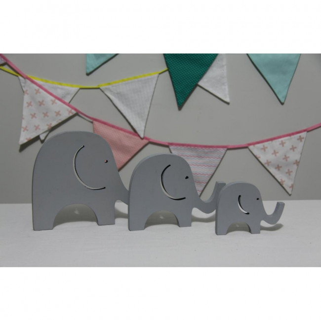 Trio ELEFANTE cinza MDF