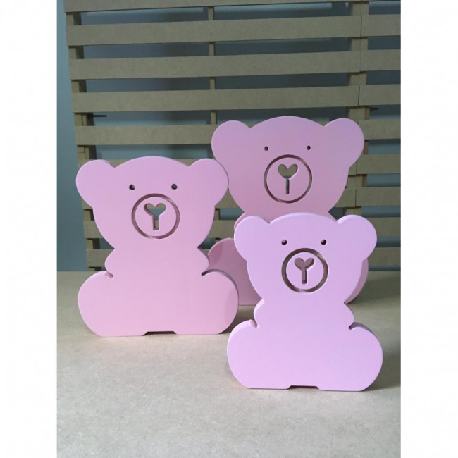 TRIO URSO MDF ROSA