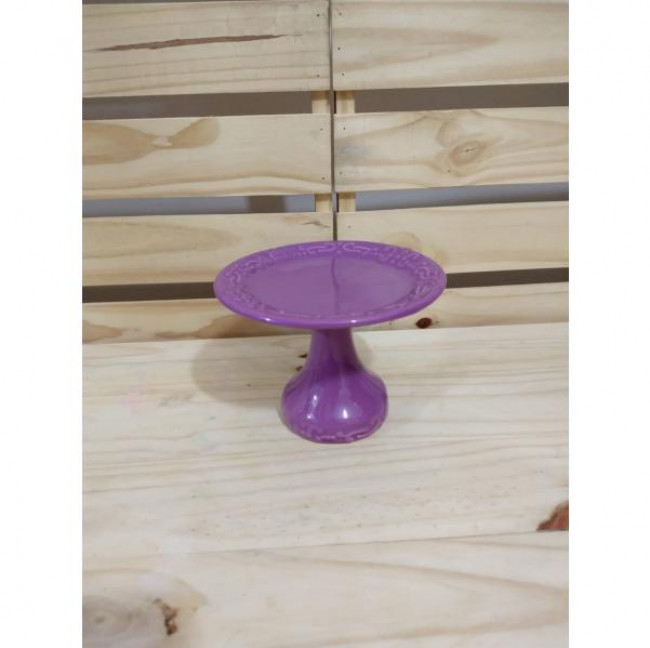 Suporte 13cm altura Cerâmica Roxo P 12cm diâmetro