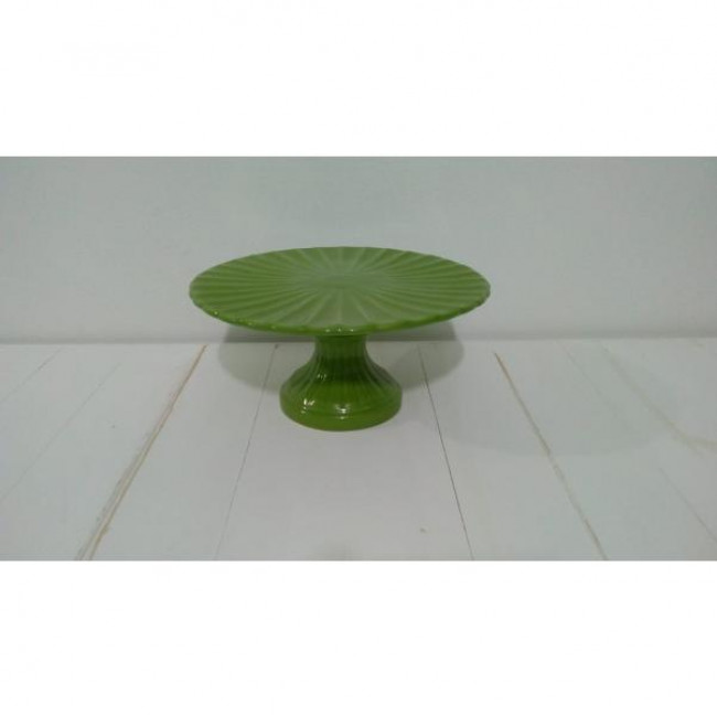 Boleira 14cm altura Cerâmica Verde Greenery G 29cm diâmetro