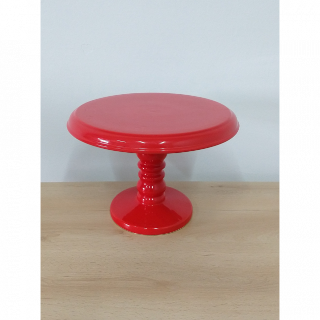 Boleira 19cm altura Cerâmica Vermelho G 24cm diâmetro