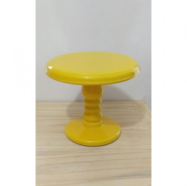 Suporte 19cm altura Cerâmica Amarelo M 19cm diâmetro