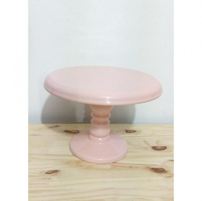 Boleira 19cm altura Cerâmica Rosa Candy G 24cm diâmetro