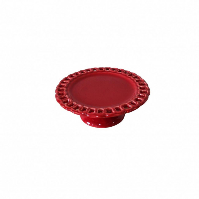 Boleira 08cm altura Cerâmica Vermelho P 15cm diâmetro