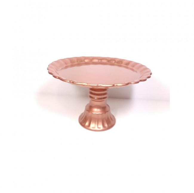 Boleira 22cm altura Majestic Cerâmica Rose Gold G 28cm diâmetro