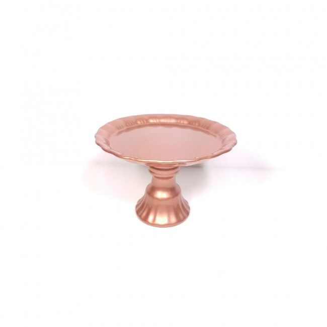 Boleira 19cm altura Majestic Cerâmica Rose Gold M 21cm diâmetro