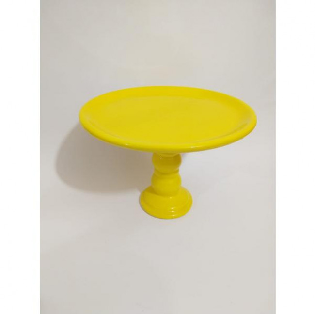 Boleira 24cm altura Cerâmica Amarelo Frio G 27cm diâmetro