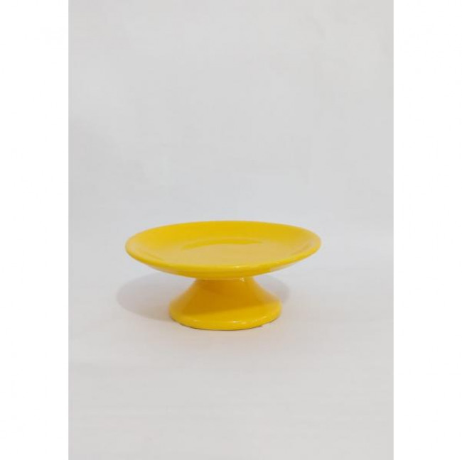 Suporte Baixo 7cm altura Cerâmica Amarelo P 11cm diâmetro