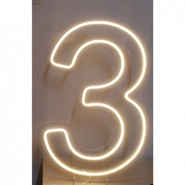 Número 3 Led Neon 50cm altura