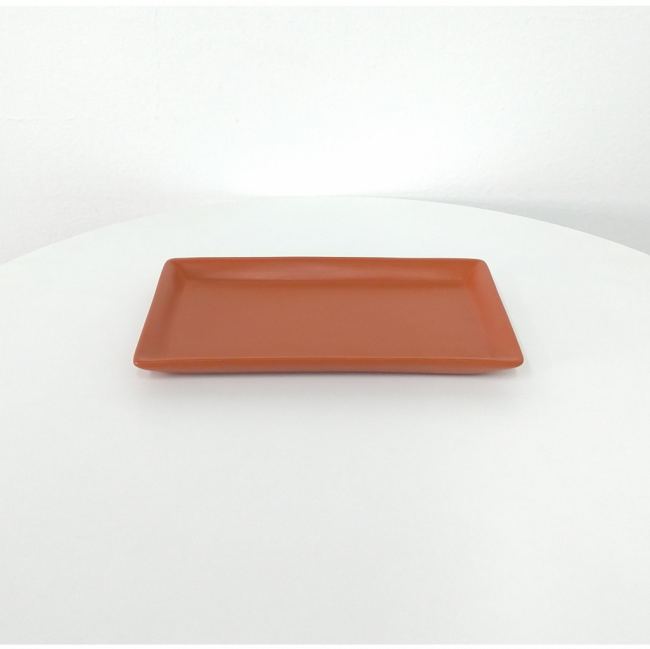 Prato raso Retangular 02cm altura Cerâmica Terracota Fosco P 10cm largura x 18cm comprimento