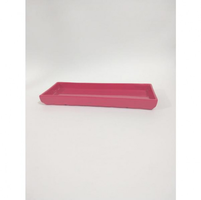 Prato com borda retangular 03cm altura Retangular Cerâmica Pink M 12cm largura x 33cm comprimento