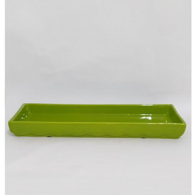 Prato com borda retangular 03cm altura Retangular Cerâmica Verde Greenery M 12cm largura x 33cm comprimento