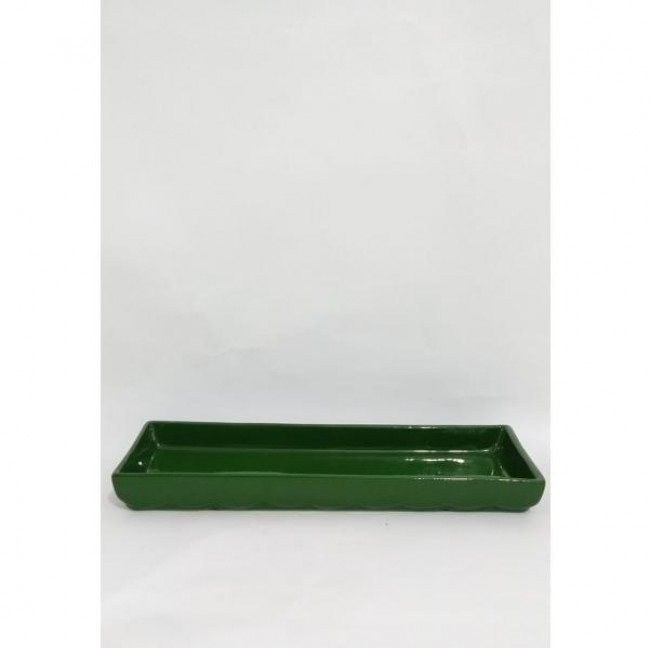 Prato com borda retangular 03cm altura Retangular Cerâmica Verde Escuro M 12cm largura x 33cm comprimento