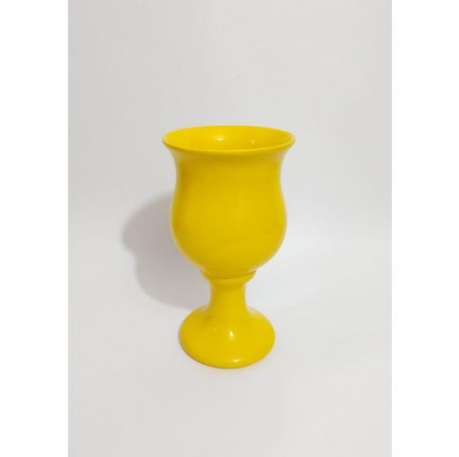 Vaso taça amarelo (não incluso flores)