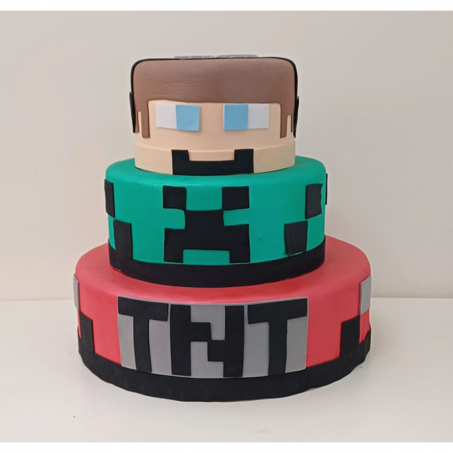 Bolo de cenografia Minecraft (proibido por vela)