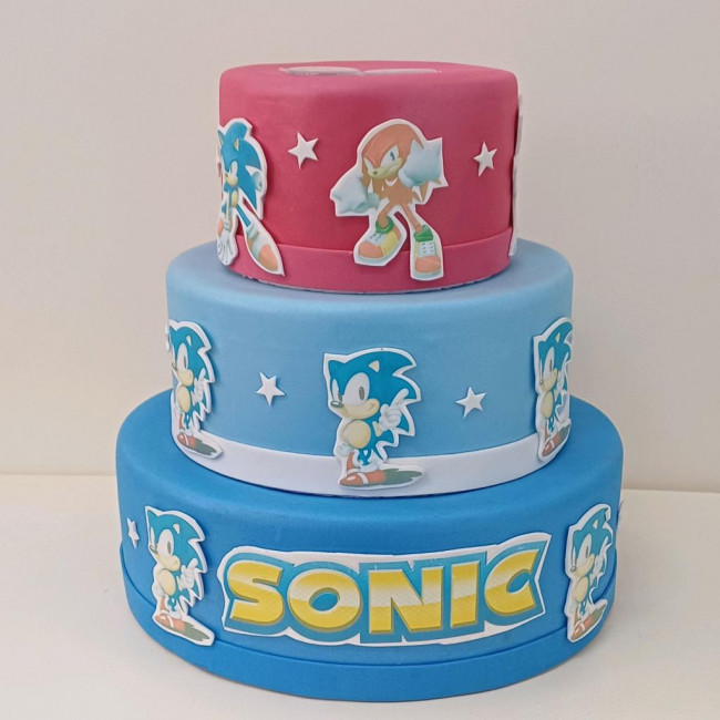 Bolo de cenografia Sonic (proibido por vela)