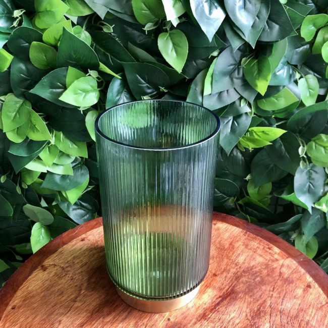 Vaso Tipo Cilindro M - Verde com Dourado