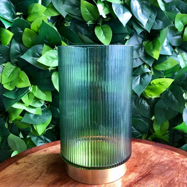 Vaso Tipo Cilindro M - Verde com Dourado